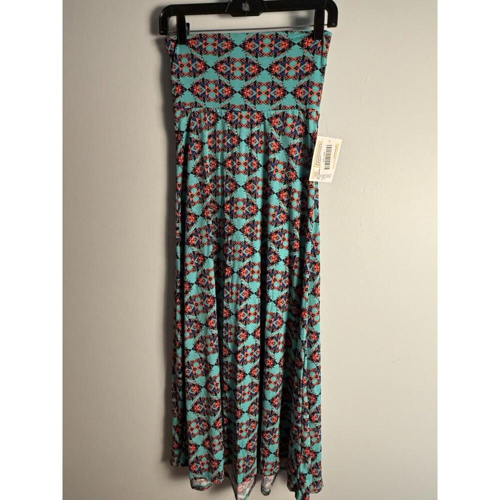 LuLaRoe Maxi Skirt Dress Green Blue Red Triangle Flowy High Yoga Waist XXS NWT